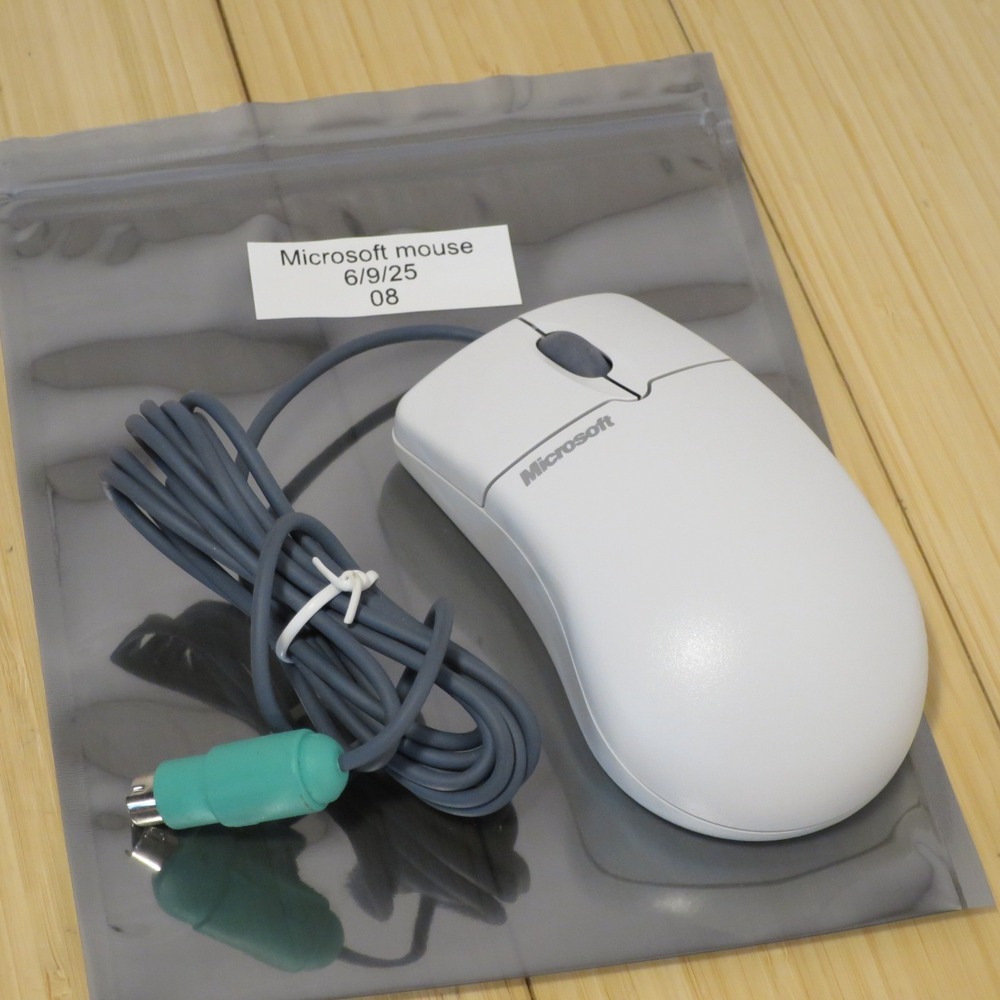 Microsoft 1.3A‎ PS2 2-Button Roller Ball Mouse X08-70372 - Tested & Working - 08